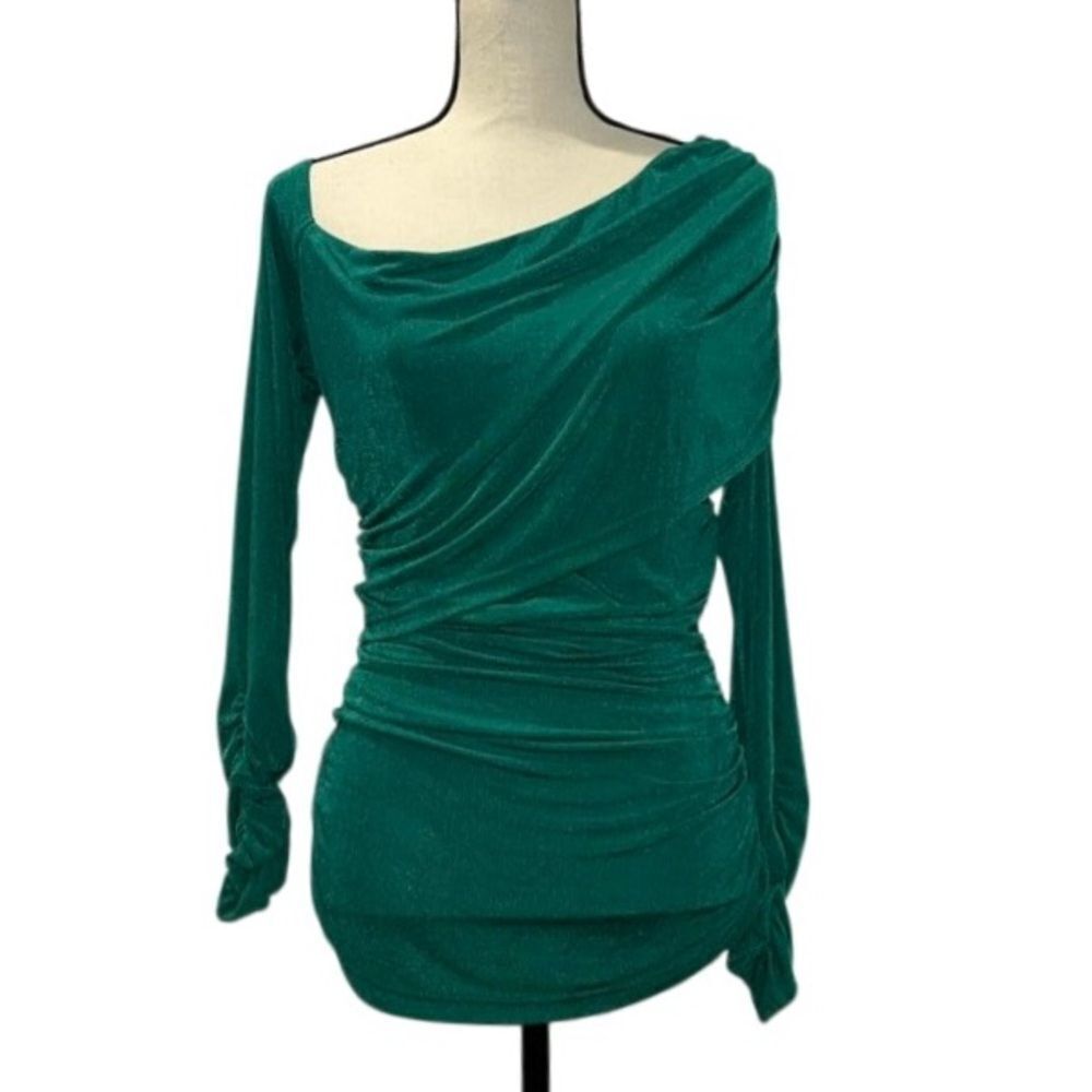 Fashion to Figure Draped Off-the-Shoulder Long Sleeve Blouse